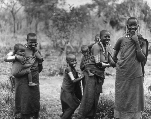 Maasai women and children laughing, Tanzania, 1979