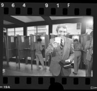 Senatorial candidate Bruce Herschensohn after casting his ballot in Hollywood, Calif., 1986