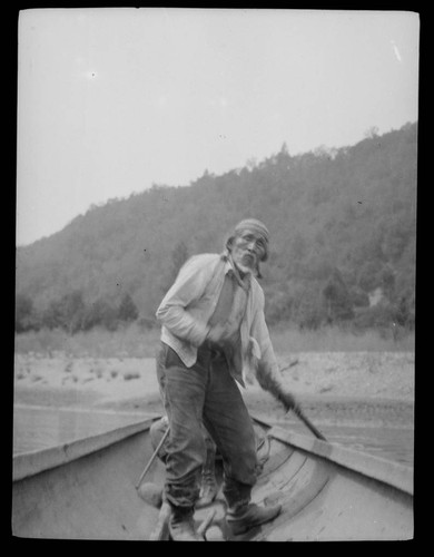 Sandy Bar Bob in canoe - Karok
