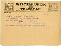 Telegram from H. Demari to Julia Morgan, March 19, 1923