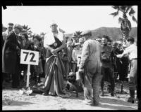 Norman Ross and Bert Rovere at the start of the Wrigley Ocean Marathon at Isthmus Cove, Santa Catalina Island, 1927
