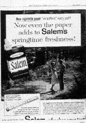 New cigarette paper "air-softens" every puff! Now even the paper add to Salem's springtime freshness!