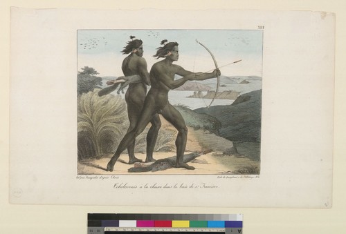 [Northern Valley Yukut Indians hunting on bay of San Francisco, California]