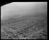 Aerial view of streets, Los Angeles, [1930s?]