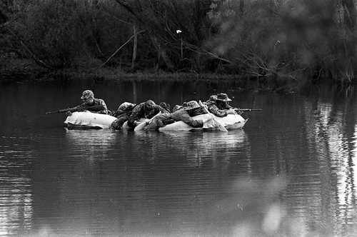 Survival school students attempt a beachhead assault, Liberal, 1982