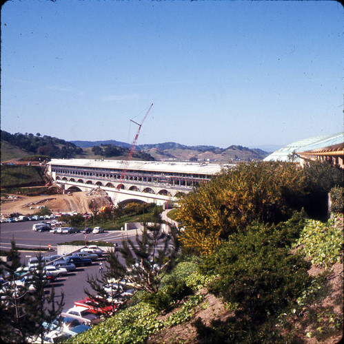 Construction of the Hall of Justice at the Frank Lloyd Wright-designed Marin County Civic Center, San Rafael, California, March 1968 [photograph]