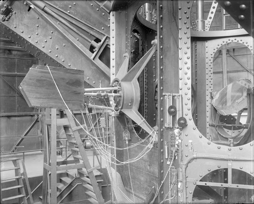 V.M. Slipher's spectrograph attached to the 100-inch telescope, Mount Wilson Observatory