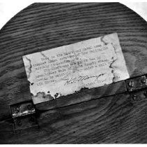 This inscription was found on the back of an old Capitol gavel block. The block was found during the restoration of the California State Capitol building