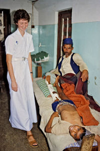 Missionary Elly Søgaard Jensen, sent by Danish Santal Mission to UMN, Nepal, 1985-94. Employed