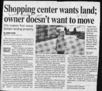 Shopping center wants land; owner doesn't want to move