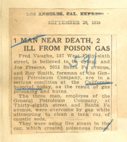 One man near death, two ill from poison gas