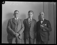 Welby Hunt, who robbed and murdered of C. Ivy Toms, with George L. Hunt and A. Gray Gilmer, Los Angeles, 1928