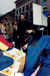 Mission Activists awards Advent calendars on Stroget, Copenhagen November 28, 1998