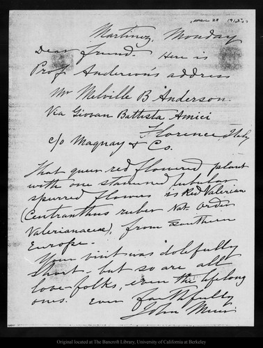 Letter from John Muir to [Katharine Hooker], [ca. 1913 Apr 22]