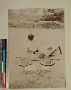 Woman plaiting, making hats, Antananarivo, Madagascar, ca.1900