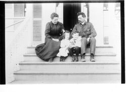 Bourne family on the steps of the Main House, Lytton