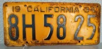 California license plate 8H5825