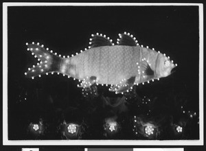 Fish-shaped float in Shriner's electrical parade, 1916