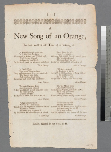A new song of an orange, to that excellent old tune of a Pudding, &c