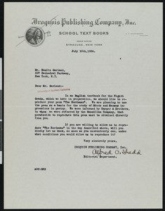 Alfred O. Shedd, letter, 1934-07-10, to Hamlin Garland