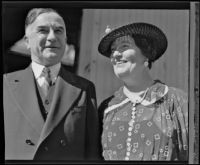 Judge Paul McCormick and his wife, Mary McCormick, return to the United States after two months abroad, Los Angeles, 1936