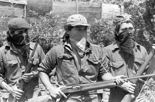 Sandinistas outdoors, Nicaragua, 1979