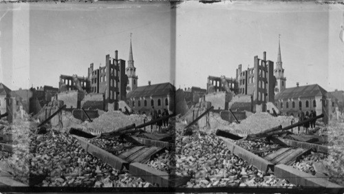 View of old South church, Boston, Mass. Ruins of the Great fire in 1872