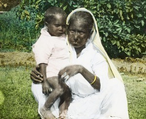 Old woman and baby, India, ca. 1920