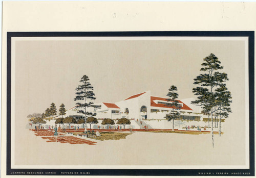 Architect's drawing of Payson Library (Color)