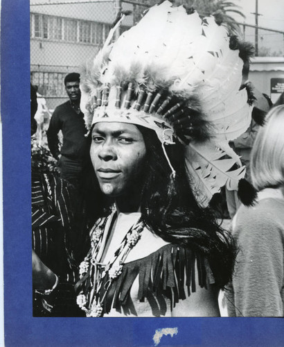 Student dressed as Indian for Western Day, 1968