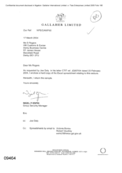 [Letter from Nigel P Espin to S Rogers in regards to the Excel spreadsheet relating to the seizures]