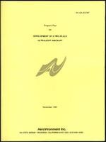 Program plan for development of a two-place ultralight aircraft (54 items)