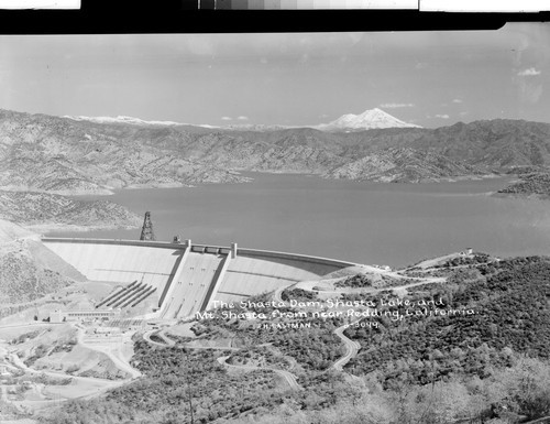 The Shasta Dam, Shasta Lake, and Mt. Shasta from near Redding, California