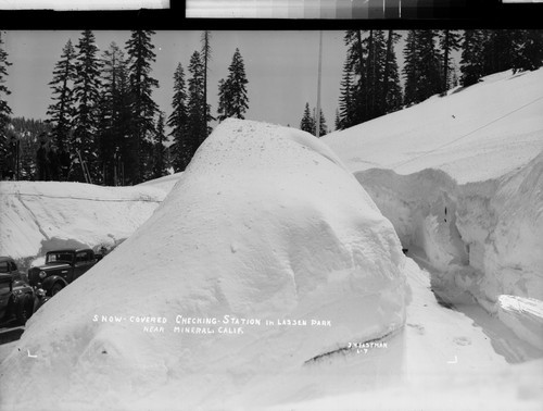 Snow-Covered Checking Station in Lassen Park near Mineral, Calif