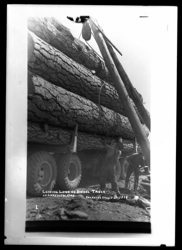 Loading Logs on Diesel Truck at Lakeview, Ore