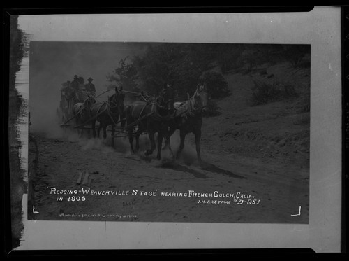 "Redding-Weaverville Stage" Nearing French Gulch, Calif., In 1905