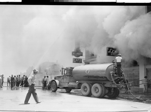 Paul Bunyan Lbr. Co, helping Mt. Lassen Hotel Lewis Store fire