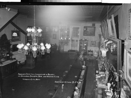 Famous Crystal Chandelier & Basket in Original Crystal Bar and Washoe Club Virginia City, Nev