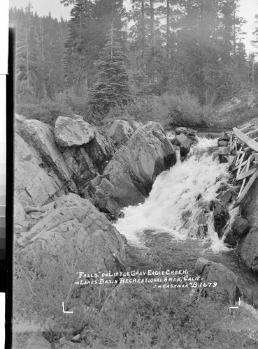 "Falls," on Little Gray Eagle Creek, in Lakes Basin Recreational Area, Calif