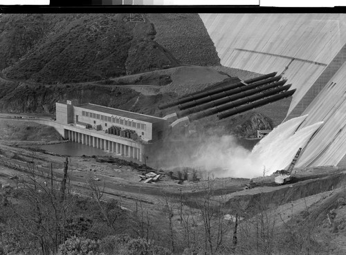 Spillway and Power-house at Shasta Dam, Calif