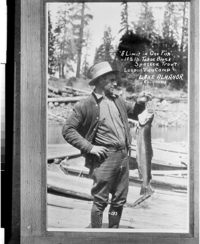 "A Limit in One Fish". 10 1/2 lb. Tahoe Black Spotted Trout. Lassen View Camp Lake Almanore, California