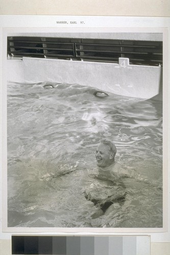 [Earl Warren in swimming pool.]
