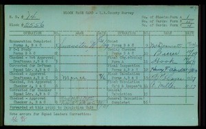 WPA block face card for household census of Josephine, Peach, Virginia, State Streets, in Lynnwood, Los Angeles County