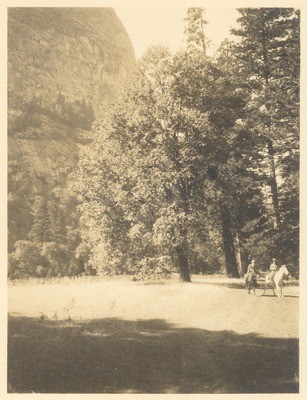 John Muir and unidentified man at Hetch Hetchy Valley, California