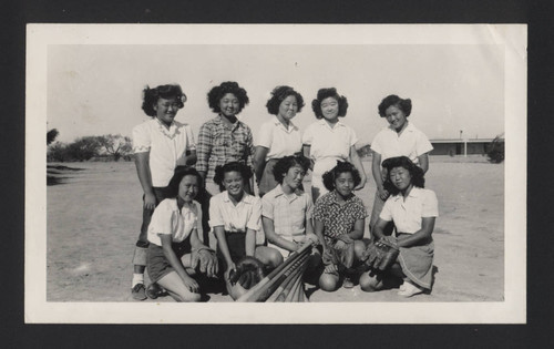 Girls baseball team at Poston II incarceration camp