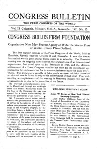 Congress Bulletin, Volume II, No. 10 (November 1921)