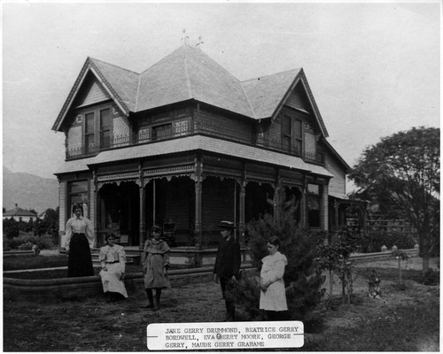Upland Photograph Houses; John Gerry home, showing the corner of the house with children in the front yard / Bob Baumann