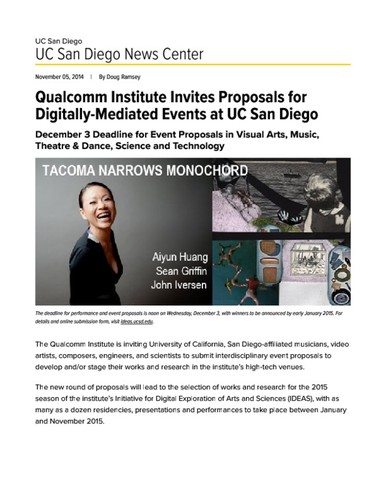 Qualcomm Institute Invites Proposals for Digitally-Mediated Events at UC San Diego