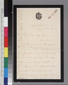 Letter from Lucretia R. Garfield to Charles Sumner Greene