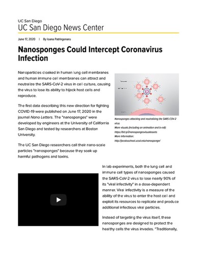 Nanosponges Could Intercept Coronavirus Infection